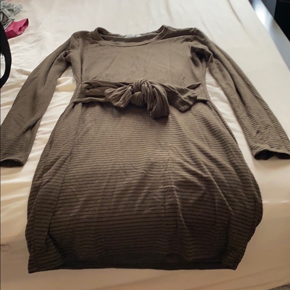 Dark green black striped cute dress - Picture 2 of 2